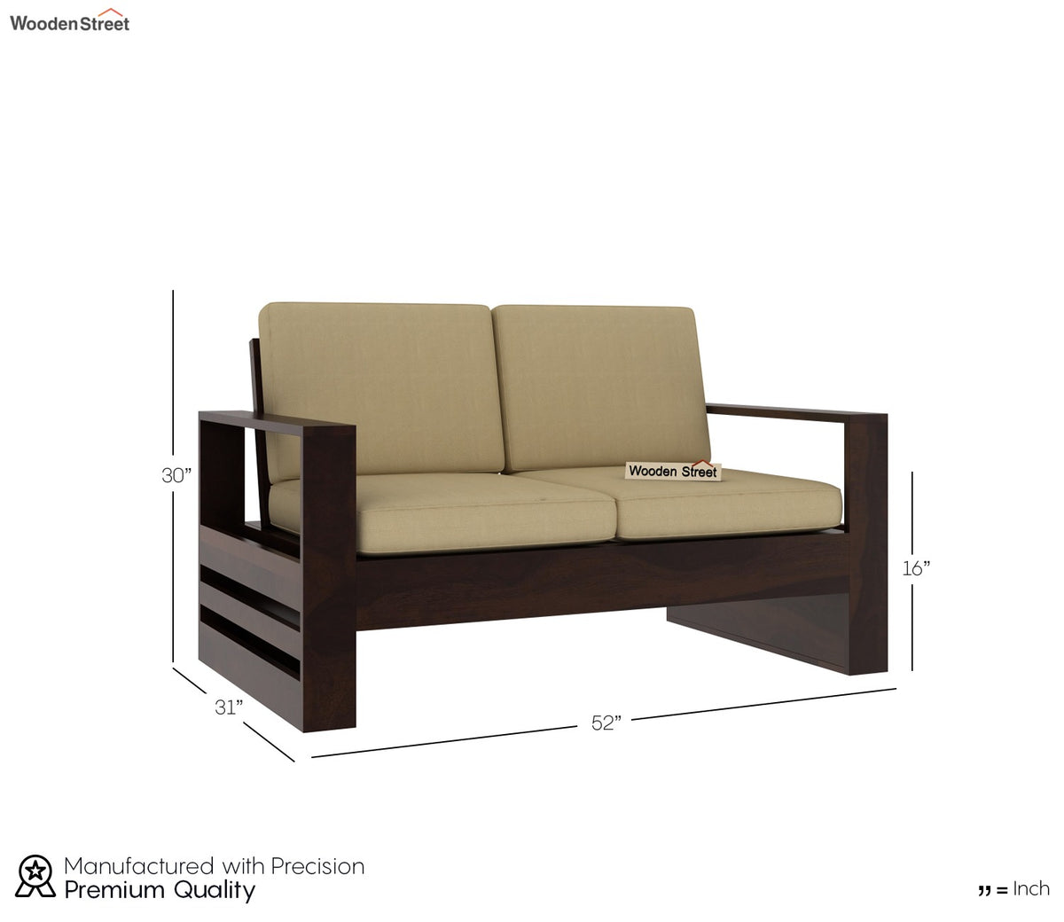 Winster 2 Seater Wooden Sofa (Walnut Irish Cream)