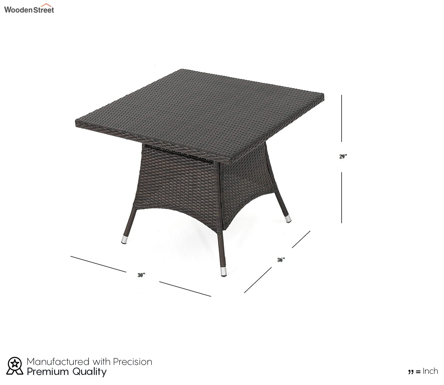 Dark Brown Wicker And Rattan 4 Seater Dining Set