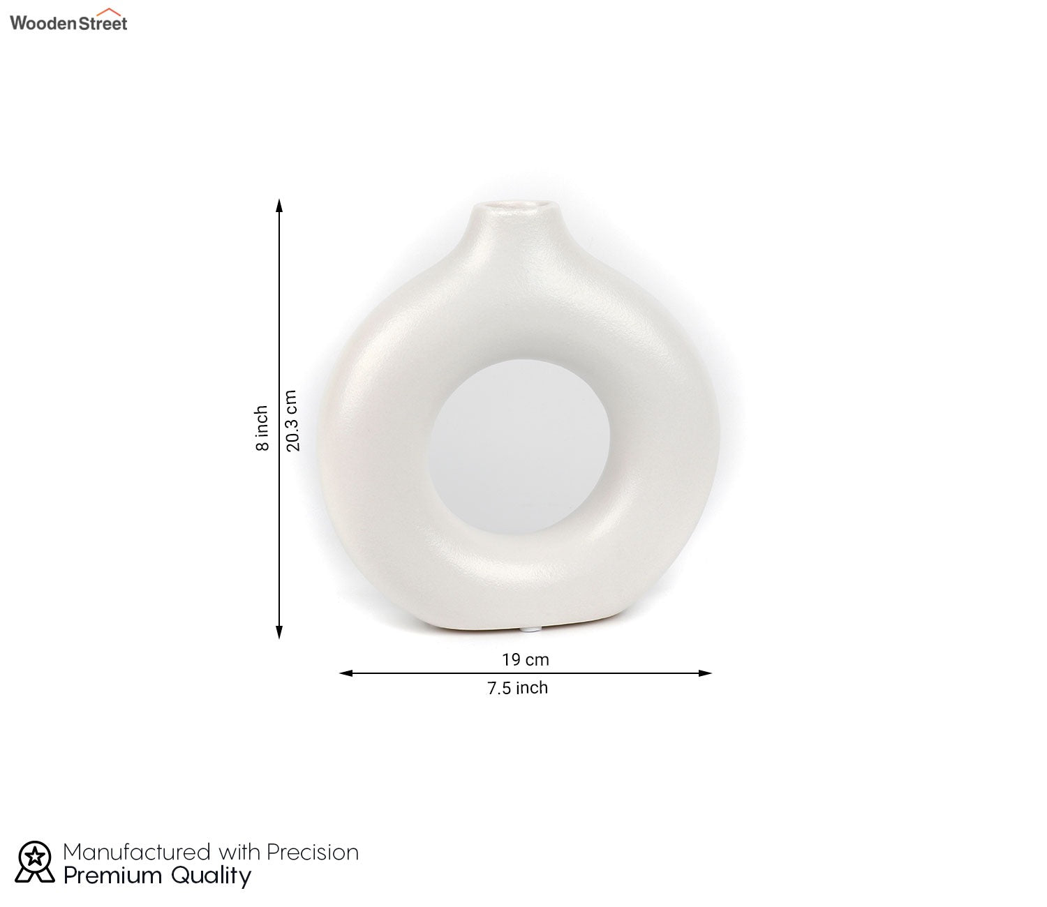 Polymera Ceramic Donut Vase (White, M)