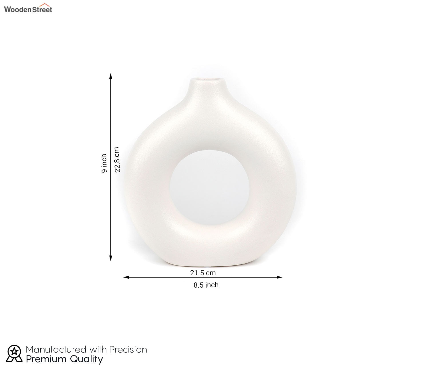 Polymera Ceramic Donut Vase (White, L)