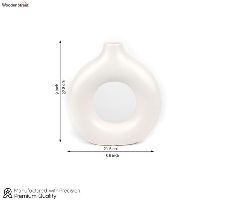 Polymera Ceramic Donut Vase (White, L)