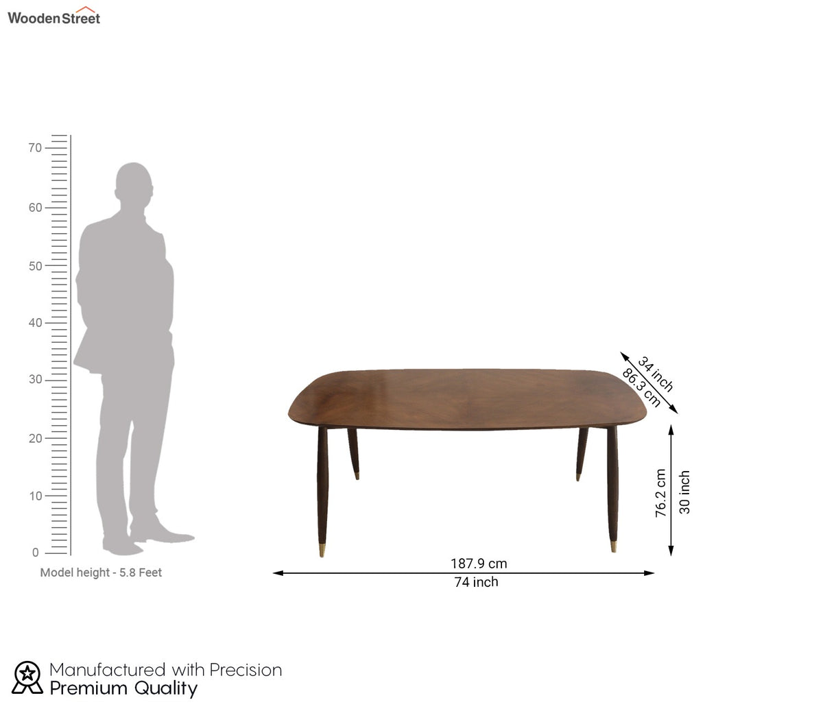 Trish Teak Wood 6 seater Dining Table