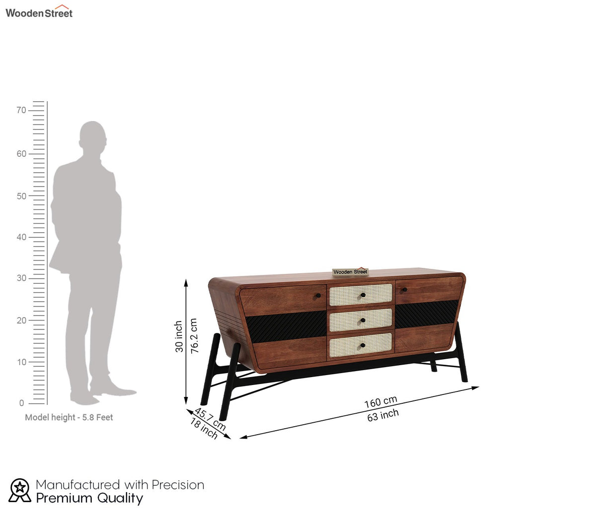 Arit Sheesham Wood Cabinet and Sideboard (Honey Finish)