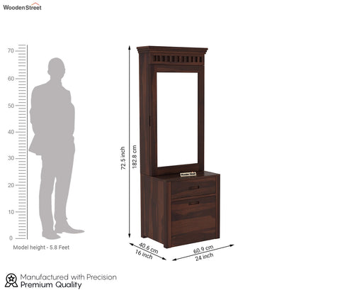Adolph Dressing Table With Storage Stool (Walnut Finish)