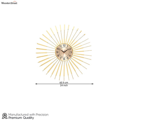 Golden Sun Metal Wall Clock