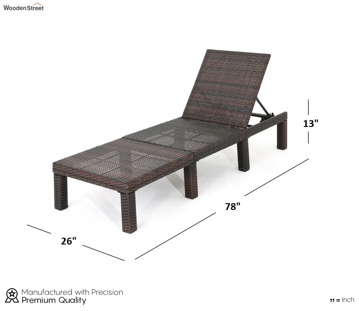 Dark Brown Adjustable Outdoor Lounger With Orange Cushions (Set Of 4)