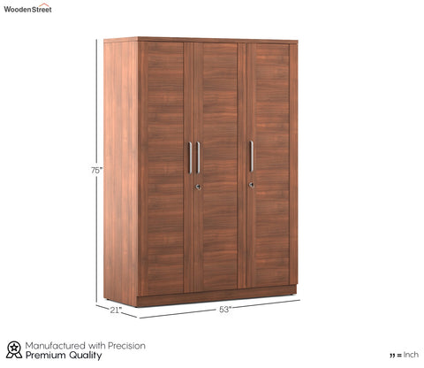 Kosmo Grace 3 Door Wardrobe (Exotic Teak Finish)