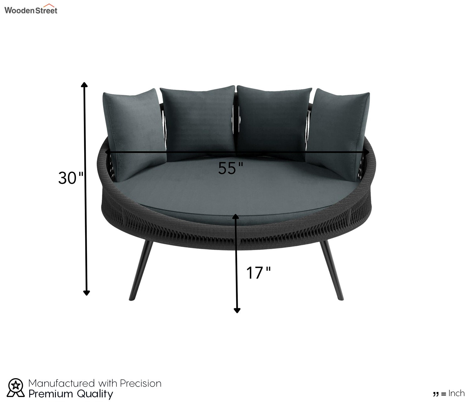 Grey Rope Daybed With Grey Cushions