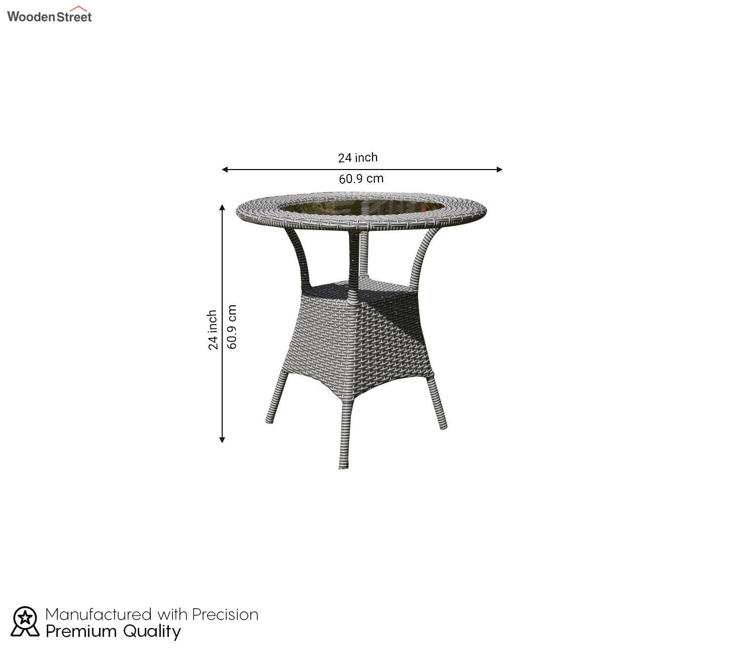 Sienna Round Outdoor Garden Table (White and Black, Dual Tone)