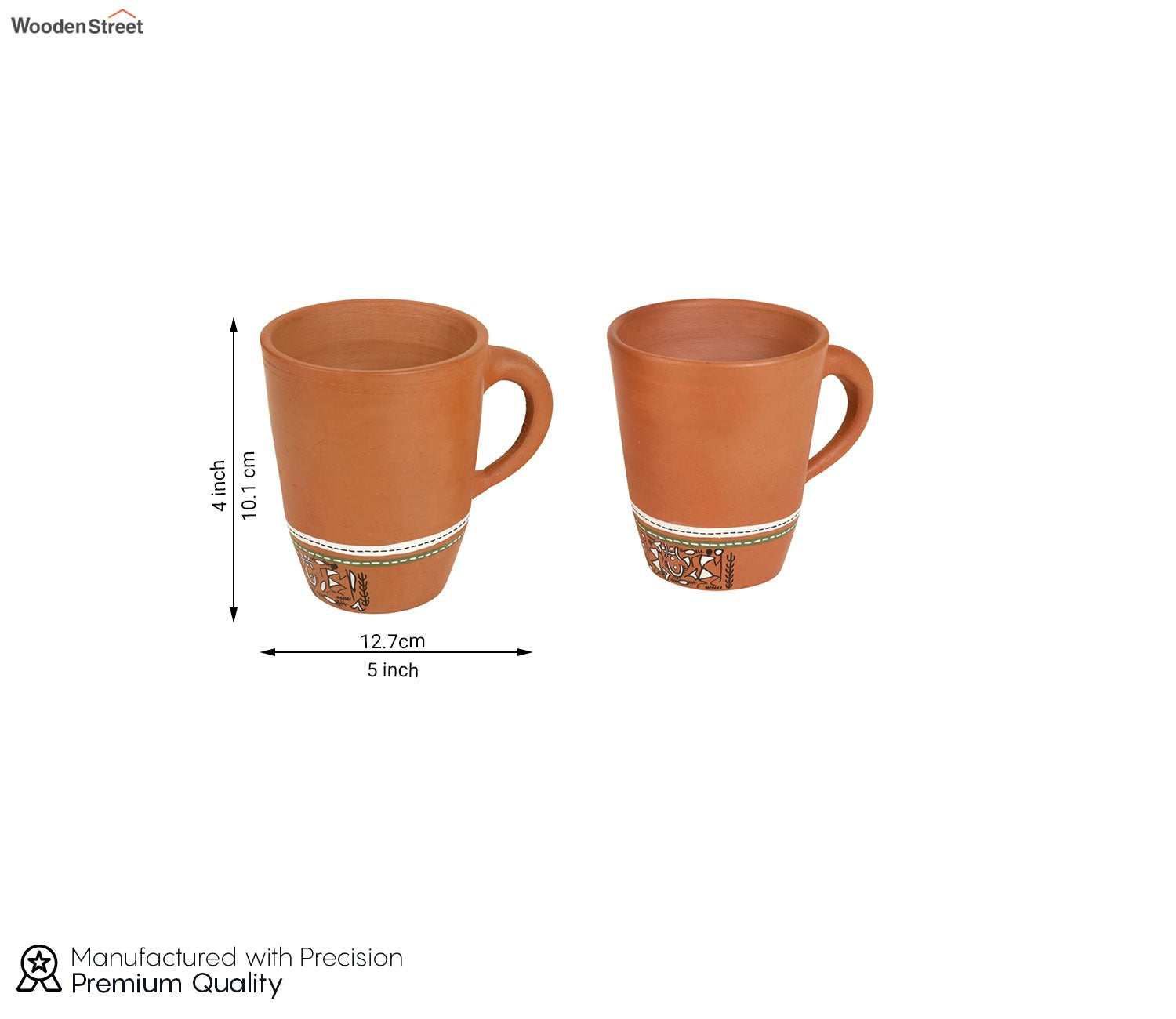 Knosh Classic Earthen Mugs with Tribal Motifs (Set of 2)