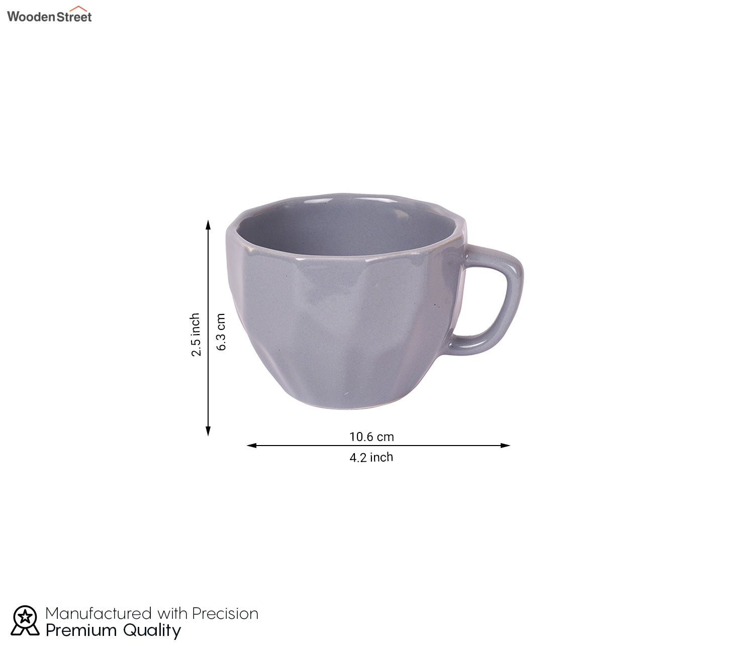 Smokey Dent Ceramic Tea Cups (Set of 6)