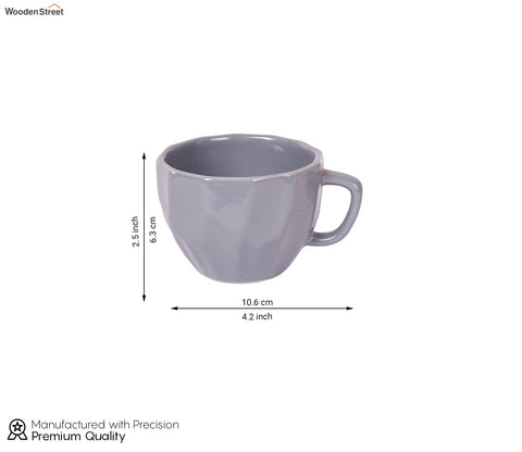 Smokey Dent Ceramic Tea Cups (Set of 6)