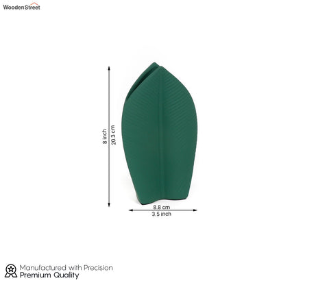 Sleek Green Leaf Ceramic Vase