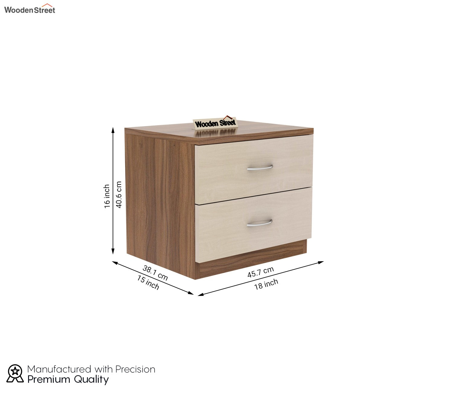 Carmen Bed Side Table (Exotic Teak - Ice Beech Finish)