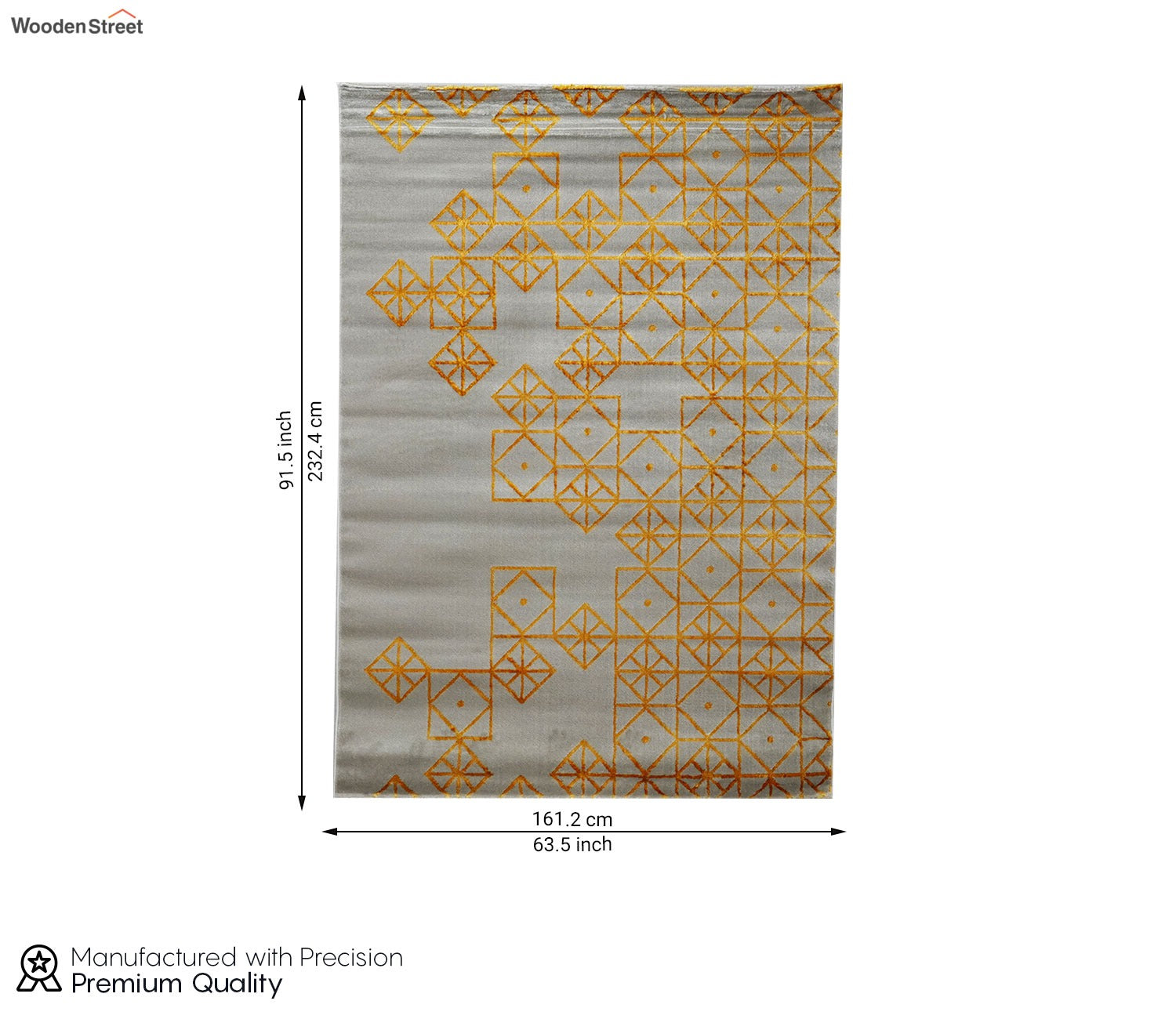Rusty Terra Beige Geometrical Carpet (7.5 x 5 Feet)