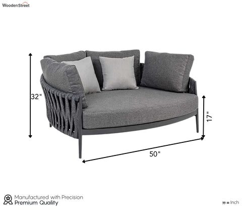 Grey Rope Round Daybed With Grey Cushions