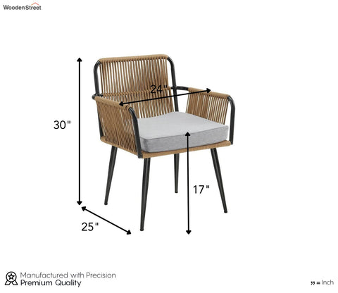 Beige Rope 2 Seater Chair Set With Grey Cushions