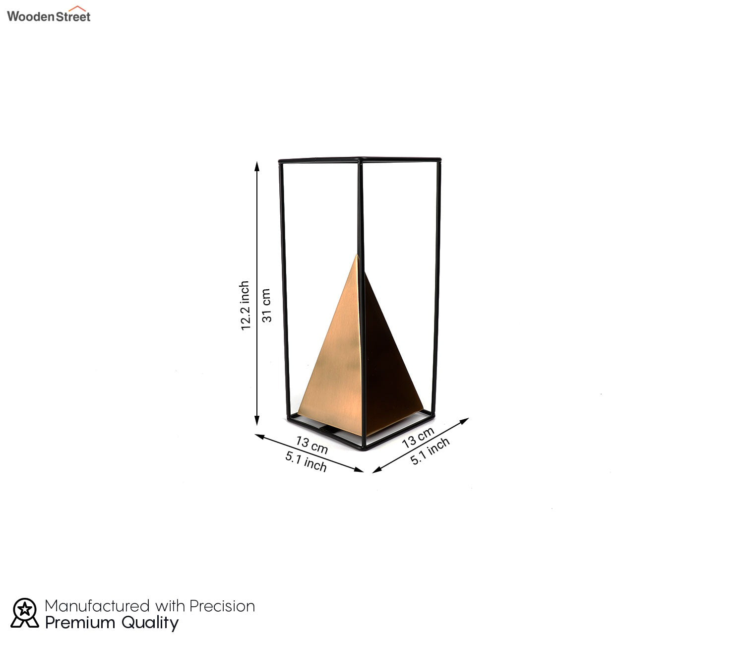 Golden Iron Pyramids Table Decor (Gold, L)