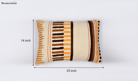 Umber Stripes Embroidered Cushion Cover