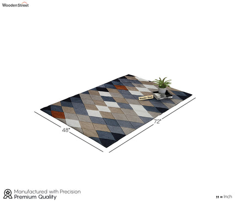 Rhombus Geometric Pattern Hand Tufted Woolen Carpet - 6 x 4 Feet