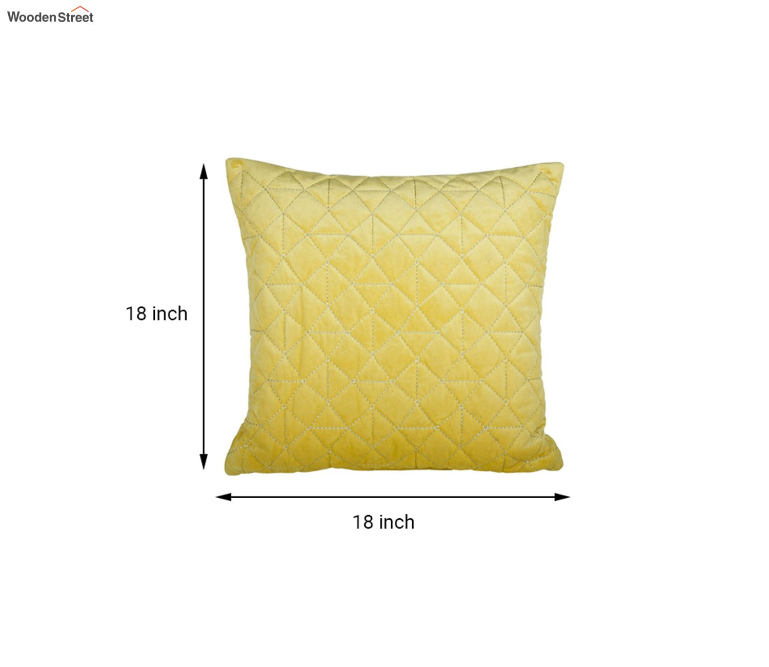 Velvet Quilted Cushion Cover - Set Of 2 (Yellow, 18 x 18 inch)