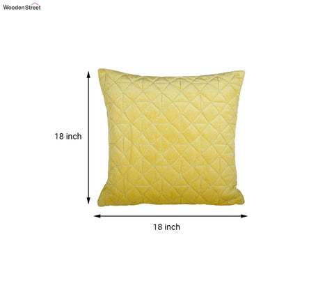 Velvet Quilted Cushion Cover - Set Of 2 (Yellow, 18 x 18 inch)