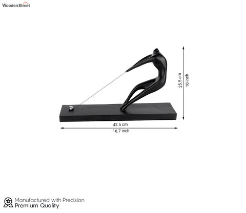 Black Cast Iron Pull Rope Figurine (S, Black)