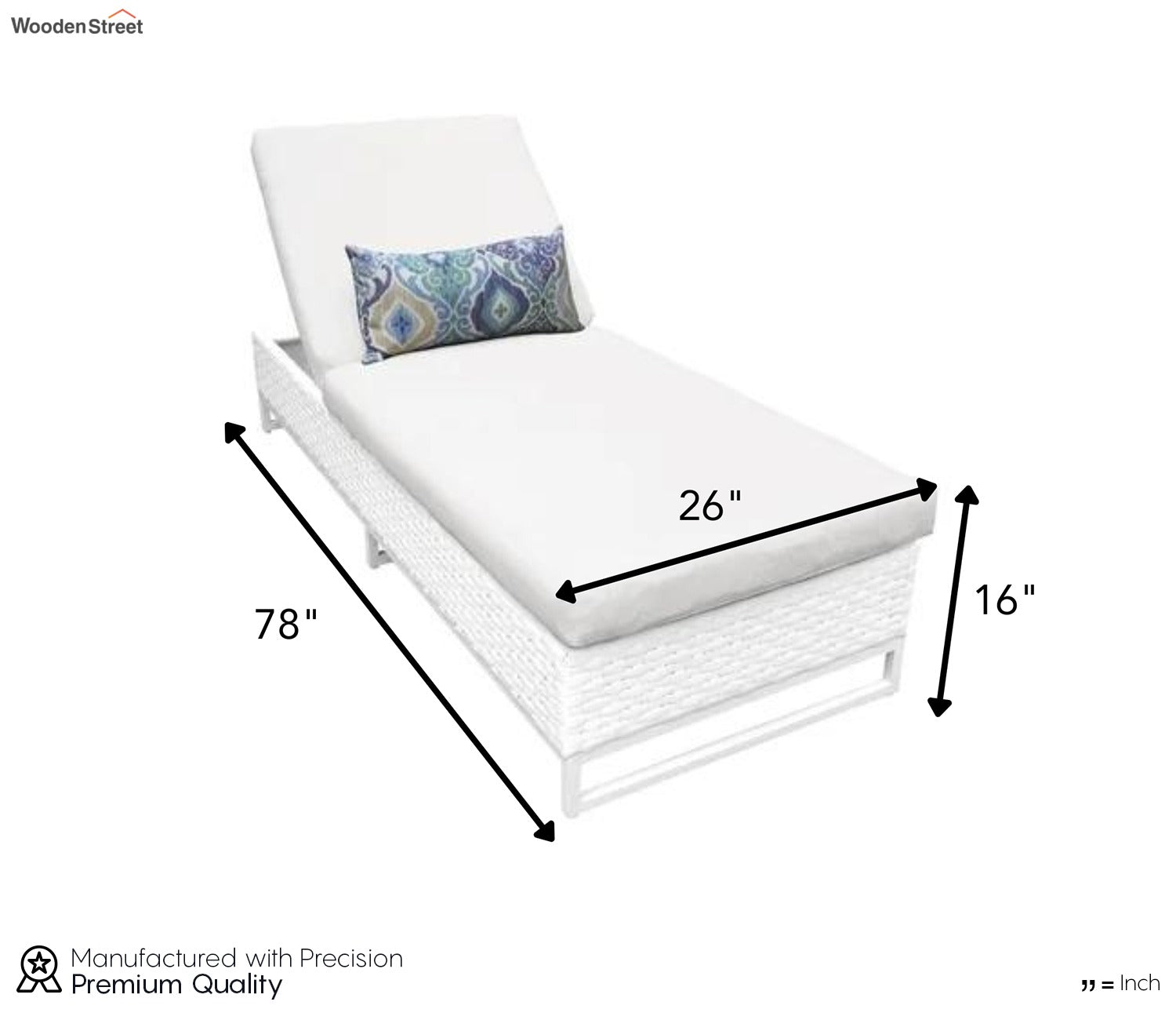 White Adjustable Outdoor Patio Lounger With Grey Cushions
