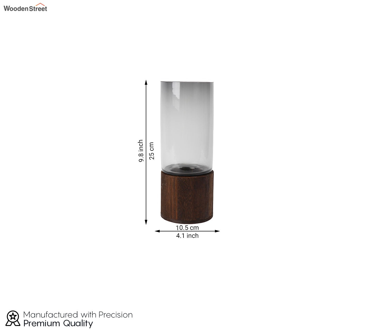 Delicate Husk Glass Vase With Wooden Base