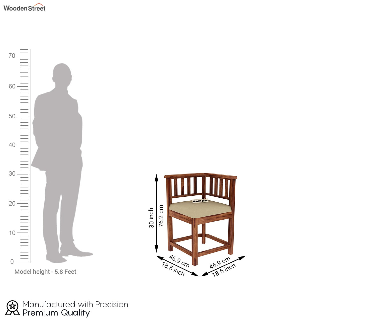 Cohoon Sheesham Wood 4 Seater Dining Set With Cushioned Chairs (Honey Finish)