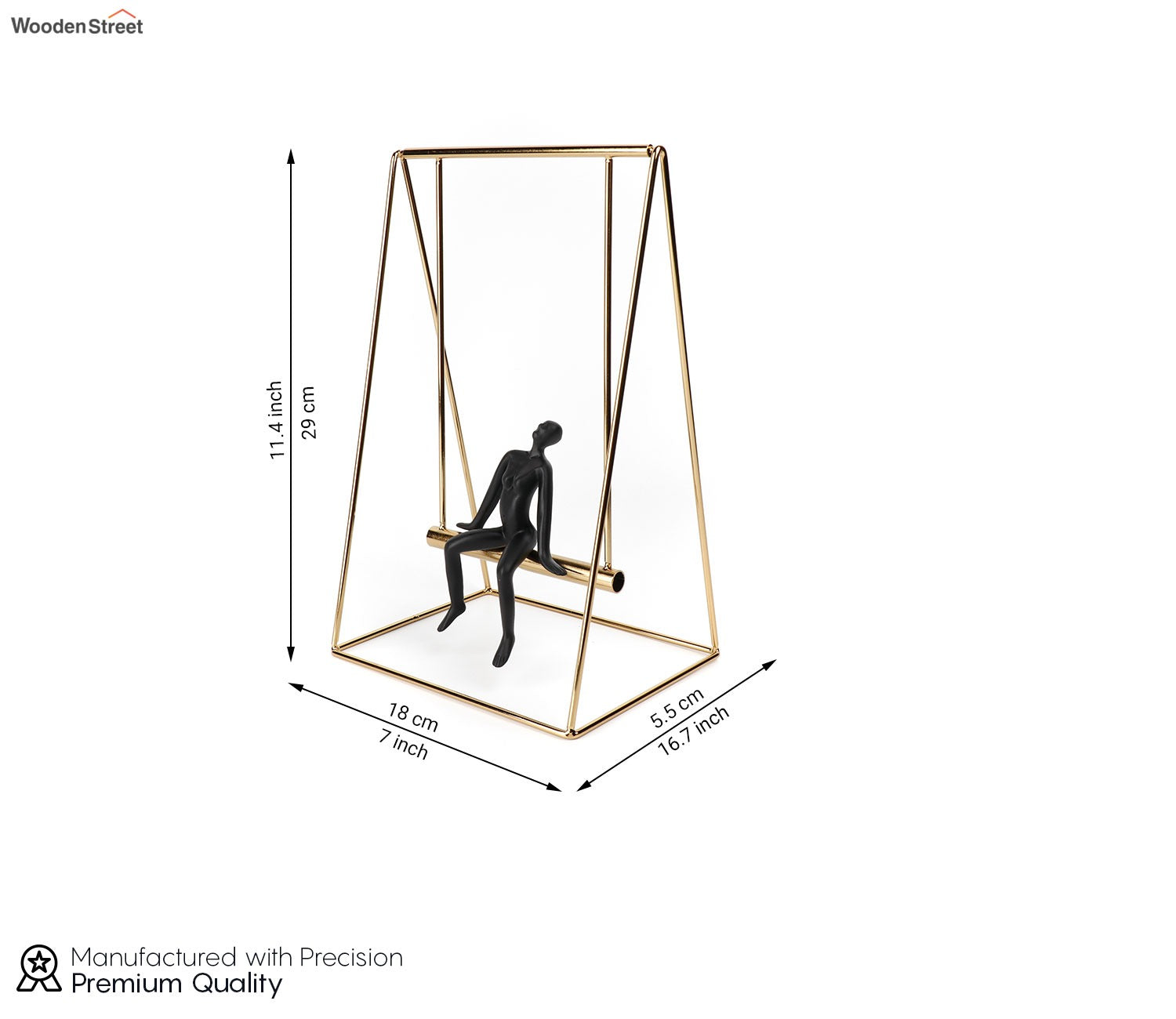 Human on a Golden Swing Figurine (S, Black)