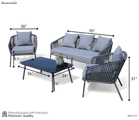 Stylish Grey Rope Outdoor Furniture Set