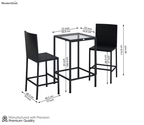 Dark Brown Rattan And Wicker Outdoor Bar Set