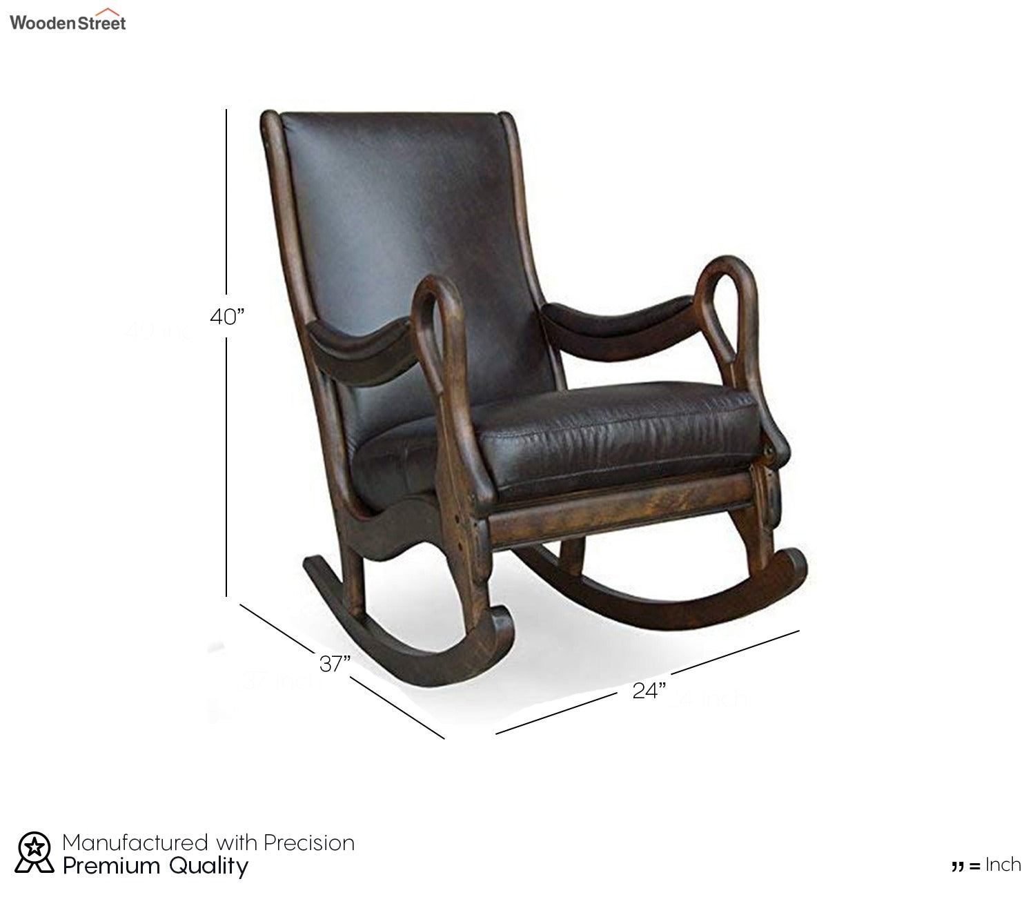 Bella Wooden Classic and Antique Leatherite Rocking Chair/Easy Aaram Chair for Back Pain/Relaxing Chair