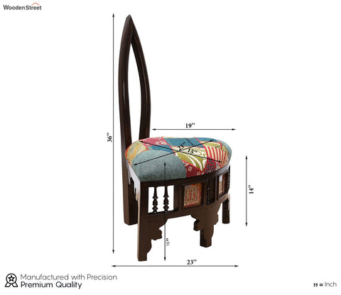 Helena-II Lobby Chair (Small) with Stylish Backrest created in Teak Wood with Walnut Finish