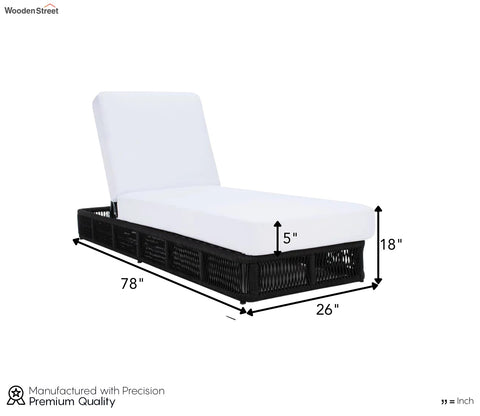 Black Rope Outdoor Patio Lounger With Off White Cushions