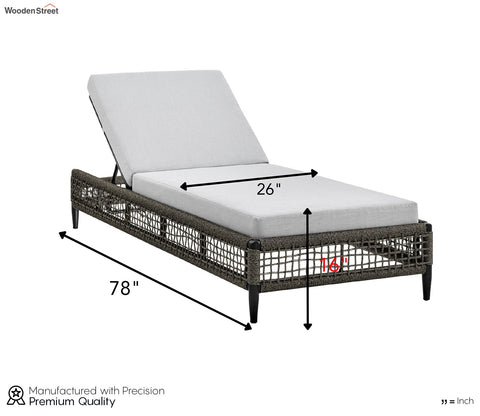 Black Rope Patio Lounger With Off White Cushions
