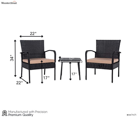 Dark Brown 2 Seater Outdoor Furniture Set With Cream Cushions