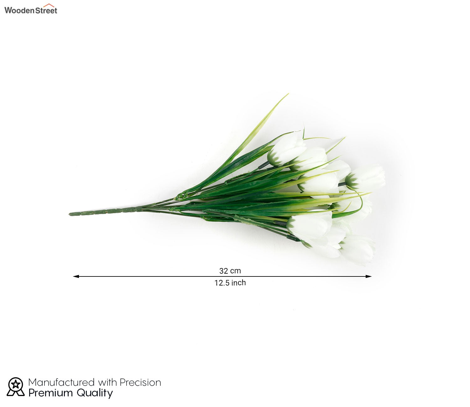 Blissful Bunch Of Roses Artificial Flower- Set Of 5 (White)
