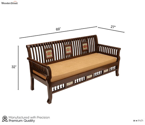 Nyle Three Seater Sofa in Teakwood with Walnut Finish