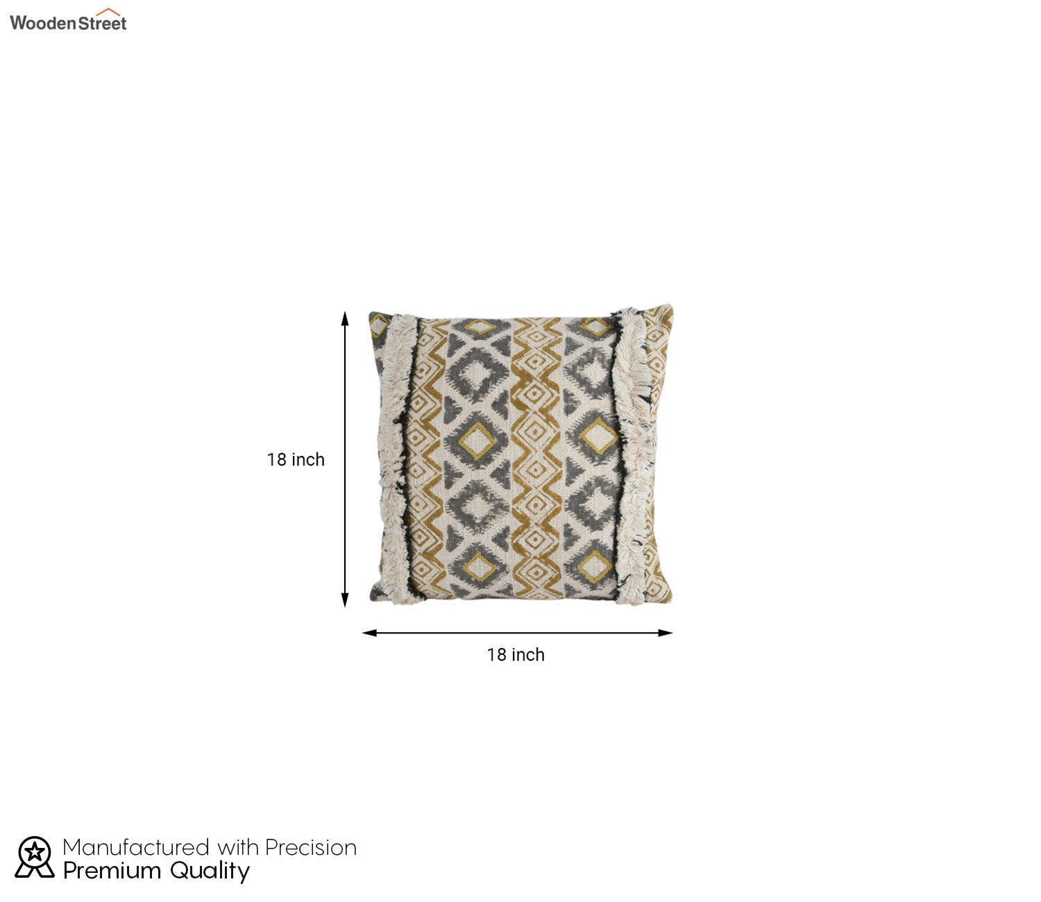 Beige Cotton Designer Cushion Cover Set of 2 (18 x 18 inches)