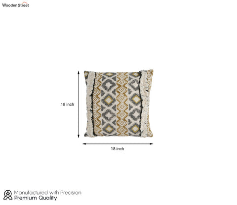 Beige Cotton Designer Cushion Cover Set of 2 (18 x 18 inches)