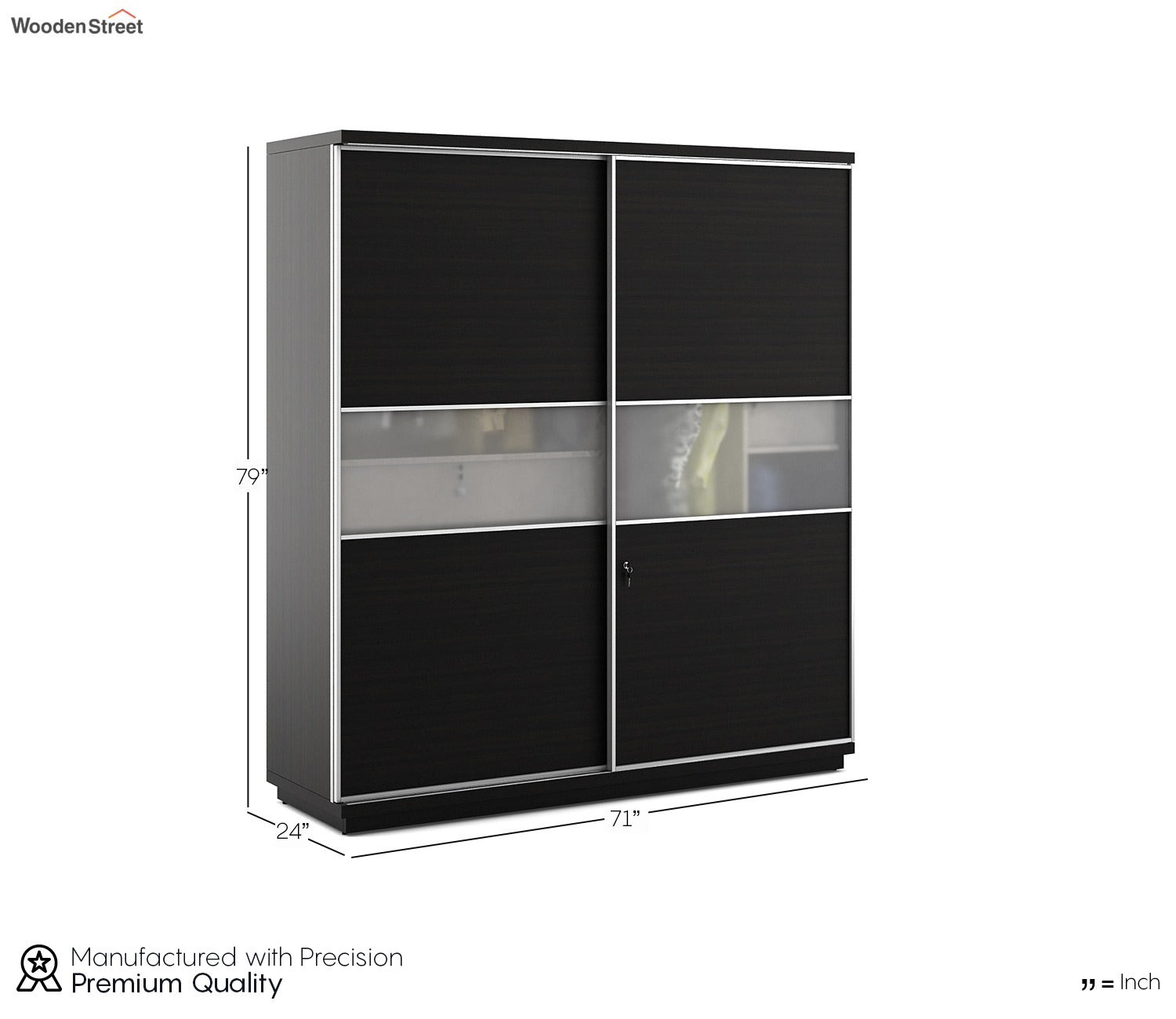 Kosmo Universal 2 Door Sliding Wardrobe (Flowery Wenge Finish)