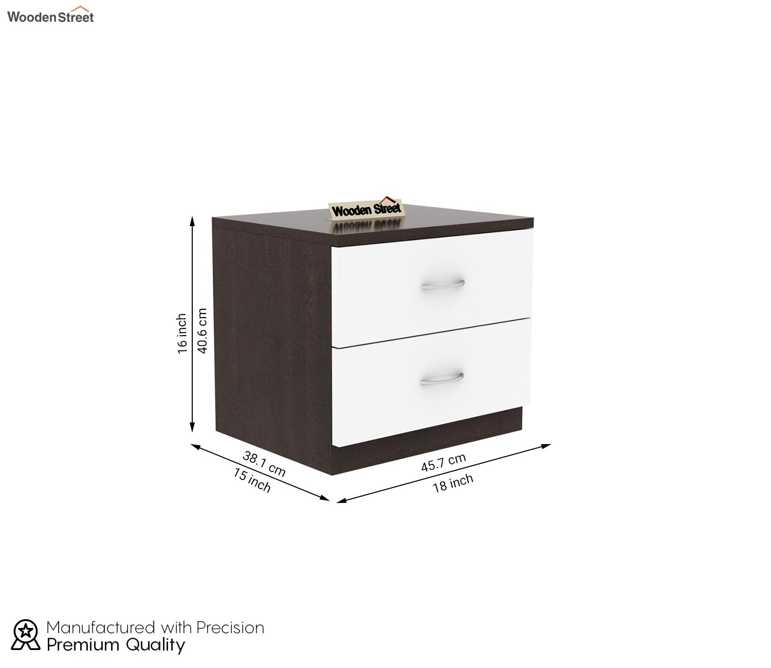 Carmen Bedside Table (Flowery Wenge-Frosty White Finish)