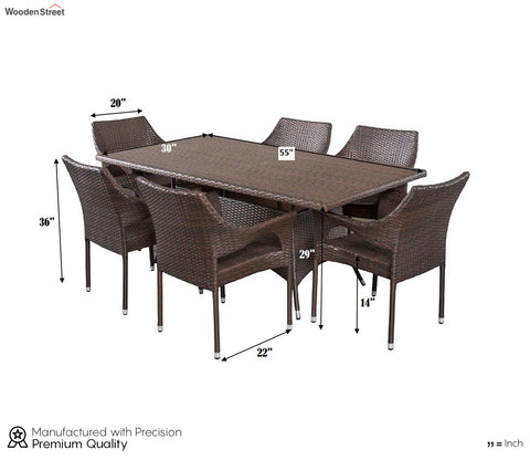 Dark Brown Rattan And Wicker Dinning Patio Set