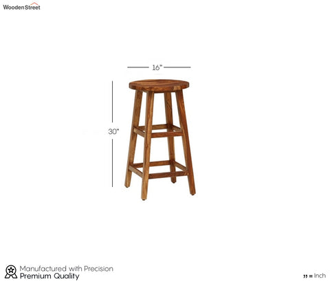 Isla Solid Wood Bar Stool in Rustic Teak Finish