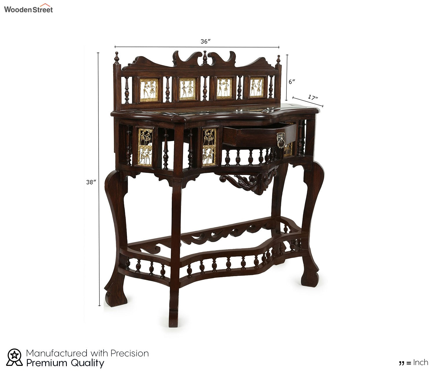 Royal Console Table in Teakwood with Walnut Finish
