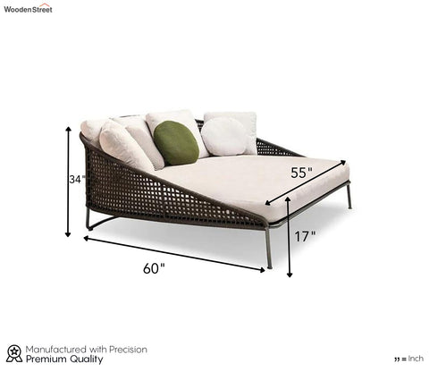 Brown Outdoor Patio Daybed With Cream Cushions