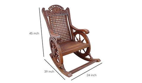 Theo Pure Sheesham Wooden Rocking Chair in Melamine Finish
