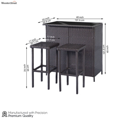Black Rattan And Wicker 2 Seater Outdoor Bar Set